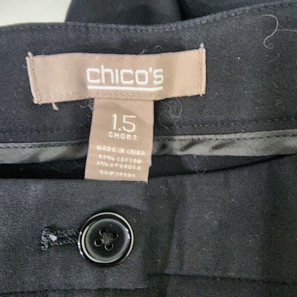 Chicos Womens Dress Pants Size 1.5 Short US 10 Black Straight Mid Rise Stretch - Picture 6 of 8